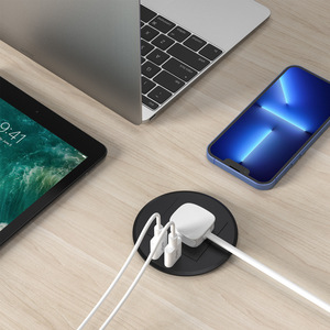 Британский стандарт, двойная круглая настольная розетка с USB-разъемом - Product Image 4