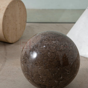 矩形玻璃桌现代大理石几何底座客厅玻璃桌 - Product Image 5