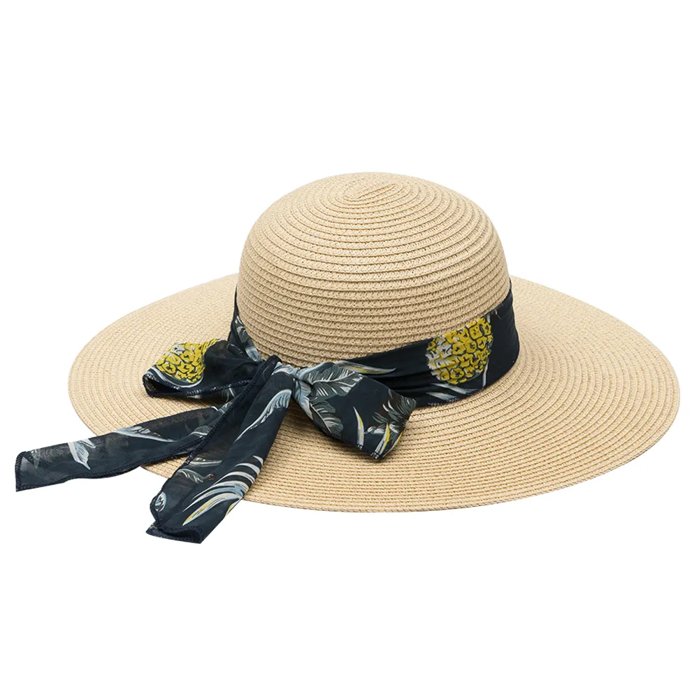 JAKIJAYI-sombrero de paja flexible de ala ancha para mujer, sombrero de paja con lazo, protector solar, alta calidad, precio barato, nuevo