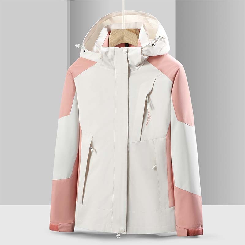 Giacca tre in uno da donna rosa e bianca
