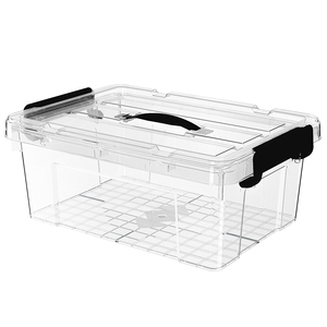 可堆叠的12L塑料容器储物盒带手柄上的盖子 - Product Image 1