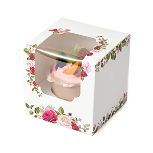 定制便宜的纯白糕点盒包装迷你蛋糕盒单纸杯蛋糕盒 - Product Image 1