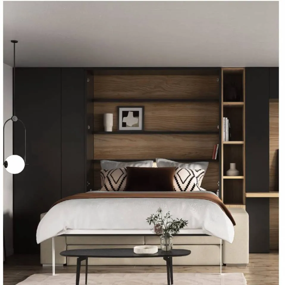 Folding murphy parede cama de casal queen rei camas de sofá de design de luxo moderno de madeira frame da cama king size folha