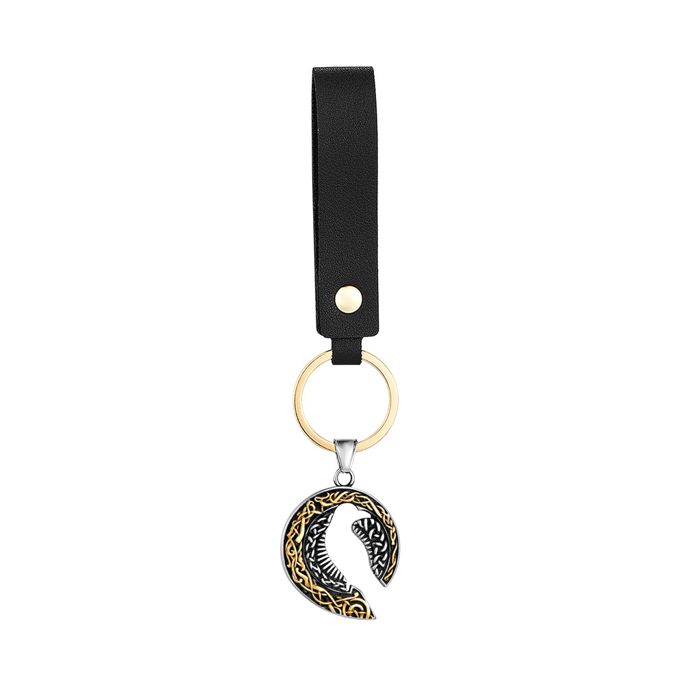 Pendentif bicolore avec cordon en cuir