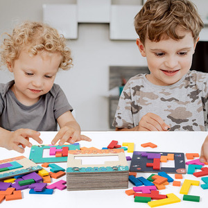 Rompecabezas de desafío Gemmetry de madera Interacción entre padres e hijos Juego de mesa creativo Forma Rompecabezas de batalla a juego - Product Image 6