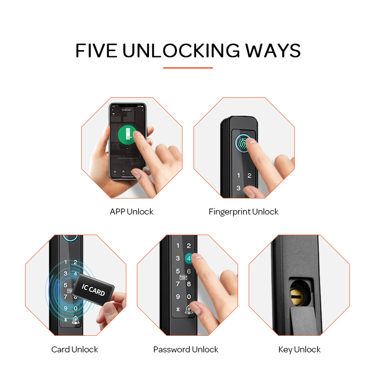 WIFI Tuya APP Waterproof Outdoor Digital Biometric Smart Fingerprint Aluminum Sliding Door Lock