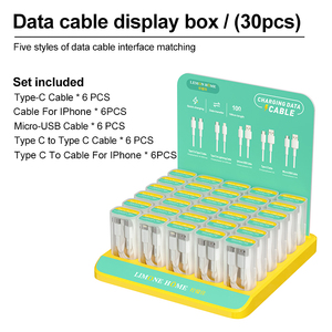流行的30pcs五种不同的电缆智能手机展示盒，带微型C型Usb电缆，适用于iphone USB C至USB C组 - Product Image 2