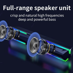 Altavoces para Pc, barra de sonido para computadora con sonido estéreo que fluye, Monitor LED para computadora portátil de escritorio, altavoces para juegos de entrada USB de diente azul - Product Image 2