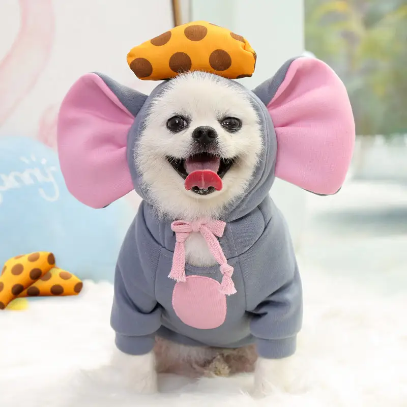 2024 nuevo diseño ratón estilo mascota lindas sudaderas con capucha para invierno suéter polar vestir perro sudaderas con orejas