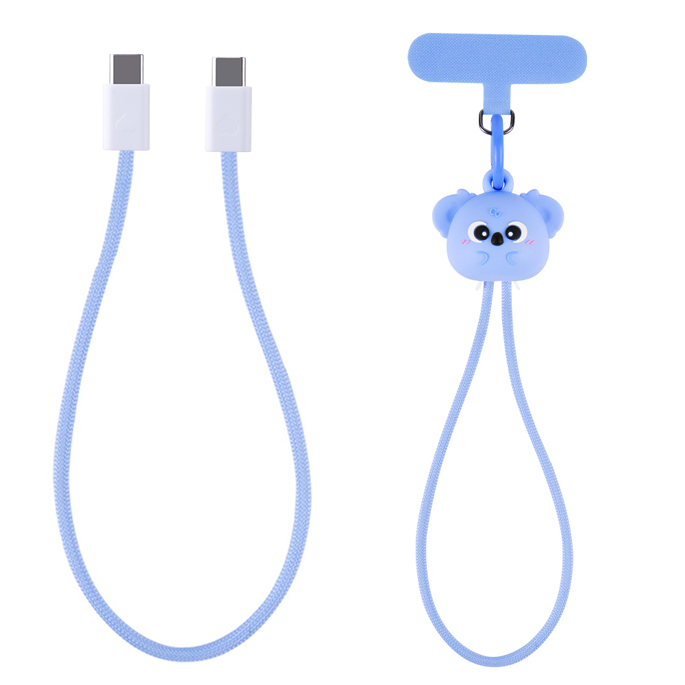 Blue Koala Wrist Strap Lanyard 60W Fast Charging Cable