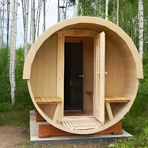 Hot Selling Modern Outdoor Red Cedar Solid Wood Barrel Sauna Electric Dry Steam with <strong>Computer</strong> <strong>Control</strong> Panel for Relaxation - Product Image 4