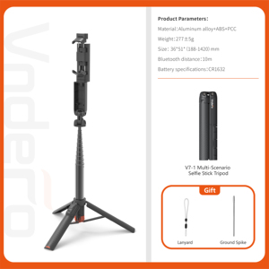 Vndefo 1.42 M Selfie Stick Phổ Điện Thoại Di Động Tầng Đứng Cầm Tay Ổn Định Di Động Selfie Đứng - Product Image 4