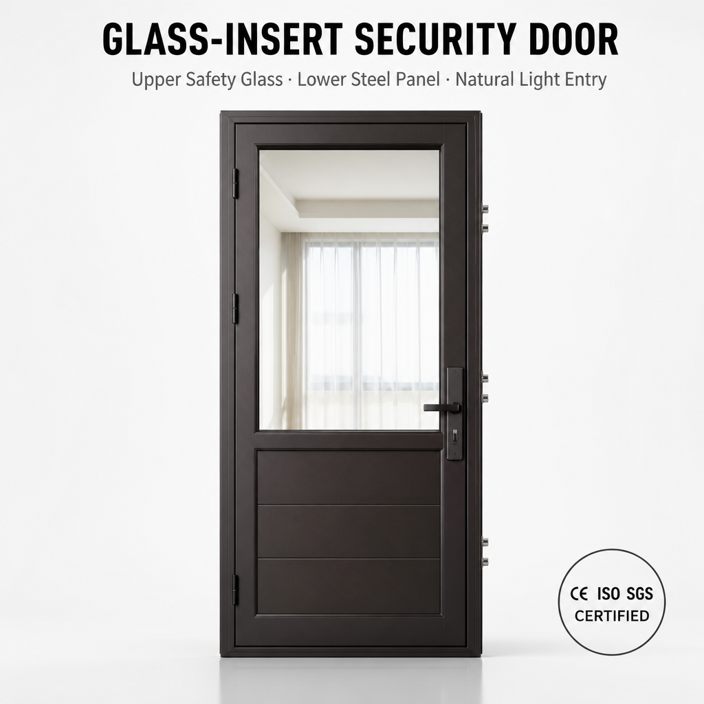Porte de sécurité avec insert en verre