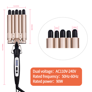 Good LCD Professional Salon Wavy Hair Styler Tourmaline <strong>Wave</strong> <strong>Maker</strong> 5 Barrels Curling Iron Dual Voltage Hair Curler