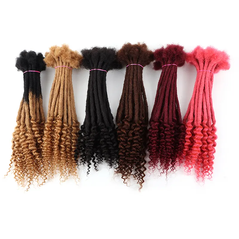 Vastdreads安い巻き毛の人間の髪の場所手作りのアフロキンキーカーリーヘアかぎ針編みのドレッドヘア | カーリーエンドのlocエクステンション |