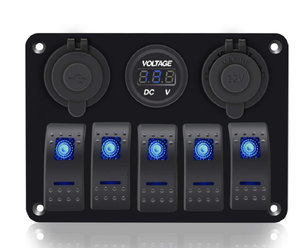 Fabrika 5 gang anahtarı paneli araba ve 12V/24v tekne çift USB panel anahtarı - Product Image 3