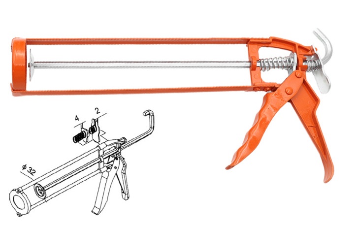 Dual Rod Aluminum Alloy Handle Steel Barrel Caulking Gun