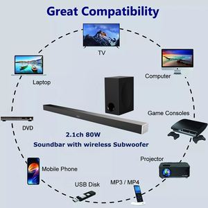 工厂OEM制造商定制80w Aux Hdmi无线音箱，带低音炮音箱，用于家庭电视 - Product Image 2