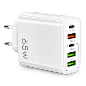 HYTO 65w Pd Fast Charger Eu Us Uk 2 Type-c 3 <strong>Usb</strong> Port <strong>Multiple</strong> <strong>Output</strong> <strong>Adapter</strong> Mobile Phone Travel Wall Charger for Macbook - Product Image 1