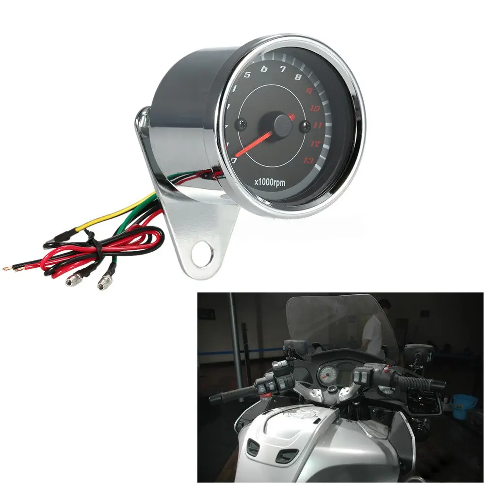 12V Universel Moto Tachymètre Compteur De Vitesse avec Rétro-Éclairage LED Veilleuse Moto Accessoires D'instruments