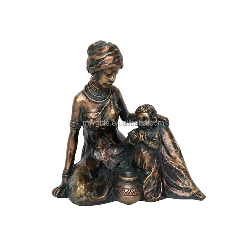 Statua della signora di colore antico su misura in resina fatta a mano stampi in bronzo scultura tribale africana donna nera