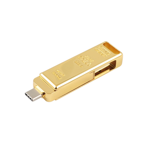 Gitra Gold Bullion Model <strong>USB</strong> <strong>2.0</strong> Type C OTG Flash Memory Stick 4GB 8GB 16GB 32GB 64GB Metal Pen Drive with <strong>Golden</strong> Bar Design
