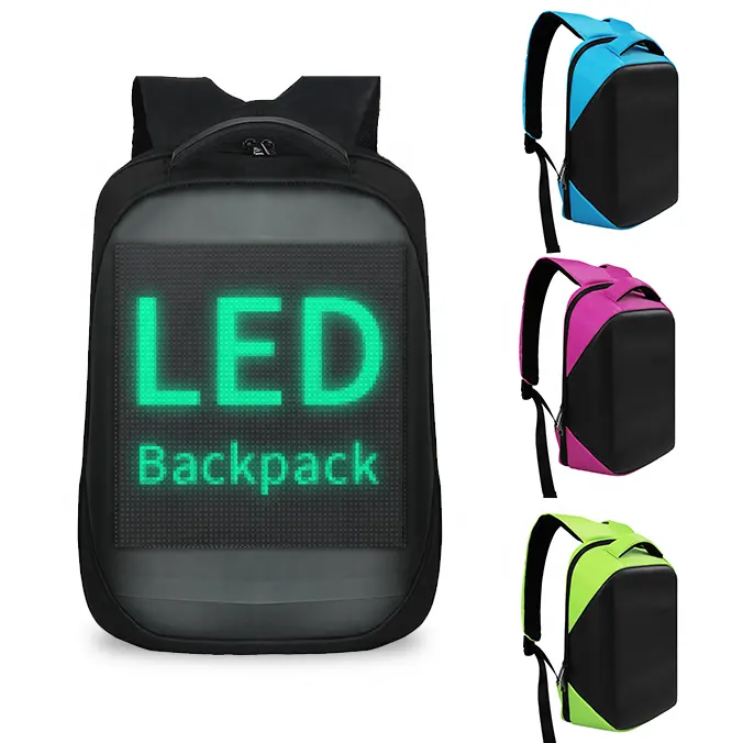 Sac à dos étanche à Led personnalisé pour femmes, avec coque souple, contrôle intelligent via application de WIFI, pour le voyage, la publicité et un affichage Led