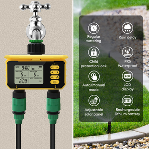 Due presa di energia solare intelligente irrigazione Timer irrigatore di irrigazione Controller della pompa con sensore di pioggia e blocco del bambino per il giardino - Product Image 6