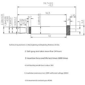 现货RS-2.5YP-003迷你公耳机插座连接器插头2.5毫米电话插孔公30V 0.5A
