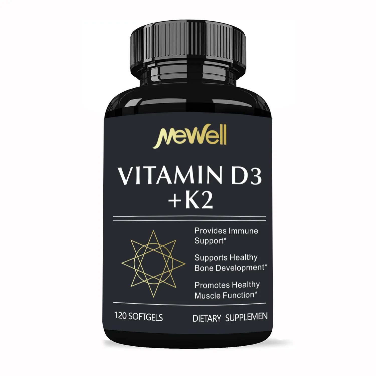 Vitamina D3 + K2, protege los huesos, los dientes, los músculos y la salud inmunológica, suplemento dietético, 120 cápsulas blandas