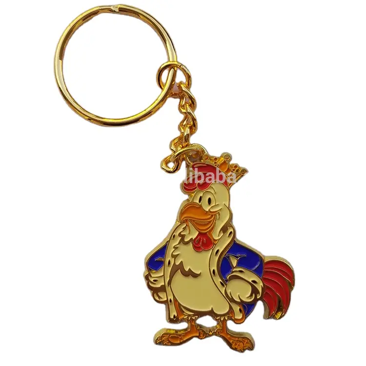 Origem Fabricante Cartoon Rooster Shaped Metal Keychains para Souvenir Gift