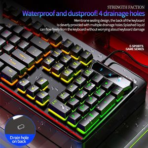 Teclado impermeable multifuncional para ordenador, juego mecánico profesional V4 de 104 teclas con cable, luz Rgb retroiluminada de colores