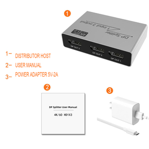 4K @ 60Hz DisplayPort Splitter DP1.2 1 a 3 puertos DP divisor para computadora 3 * Monitor DP