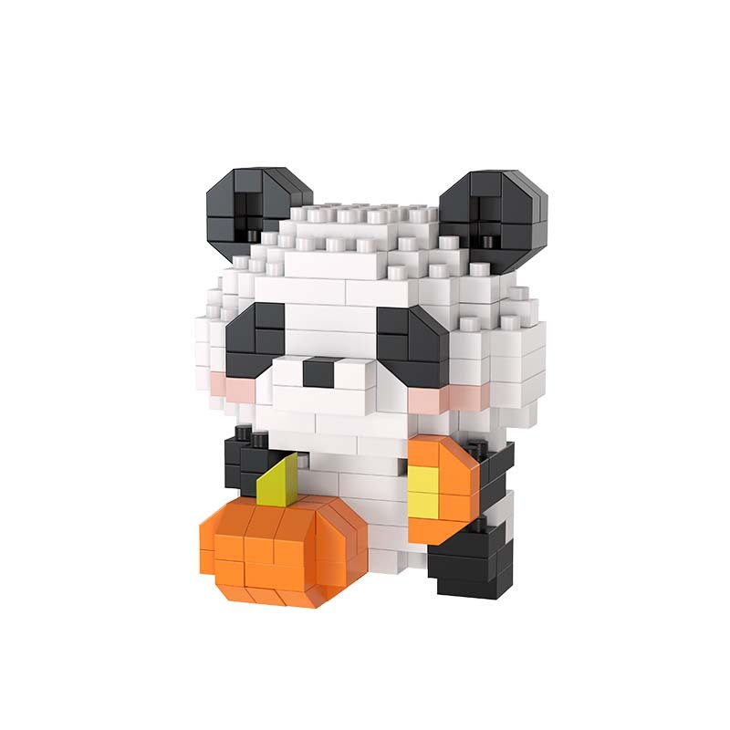 Holding a pumpkin panda