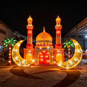 Đèn lồng lụa trăng Ramadan ngoài trời chống thấm tiết kiệm năng lượng giá xuất xưởng màu vàng chiếu sáng cảnh quan cho trang trí Ramadan - Product Image 2