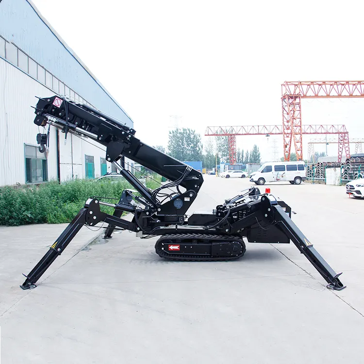 Portable 3 Tons Lifting Machinery Mini Mobile Track Crane Spider Crawler Crane with Man Basket Aerial Platform
