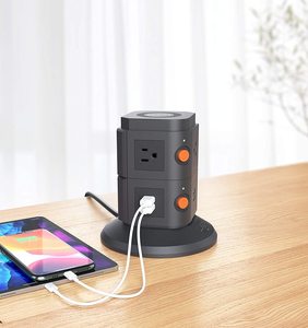 Desktop Vertical USA Outlet Drahtlose Ladestation Multi Plug Einzelsc halter 6 Steckdose Überspannung schutz Steckdosen leiste mit USB - Product Image 6