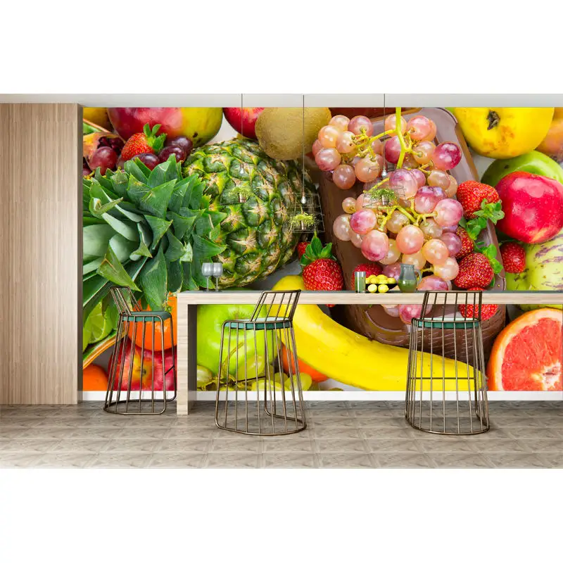 Foto personalizada Papel De Parede Cozinha Fruit Shop Fundo Restaurante Wall Decor Frutas Legumes Papel De Parede Para Sala De Estar Parede