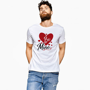 コットンソフトカジュアルTシャツバレンタインデー用カスタムプリントパターンOネックカップルトップマッチングティー卸売 - Product Image 4