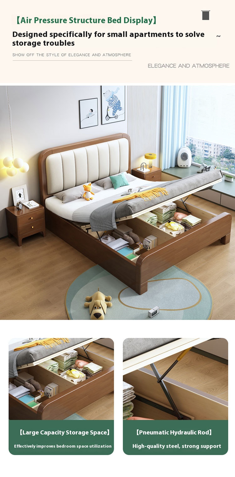 Lit à pression d'air + Matelas en fibre de coco 10 cm + 2 tables de chevet