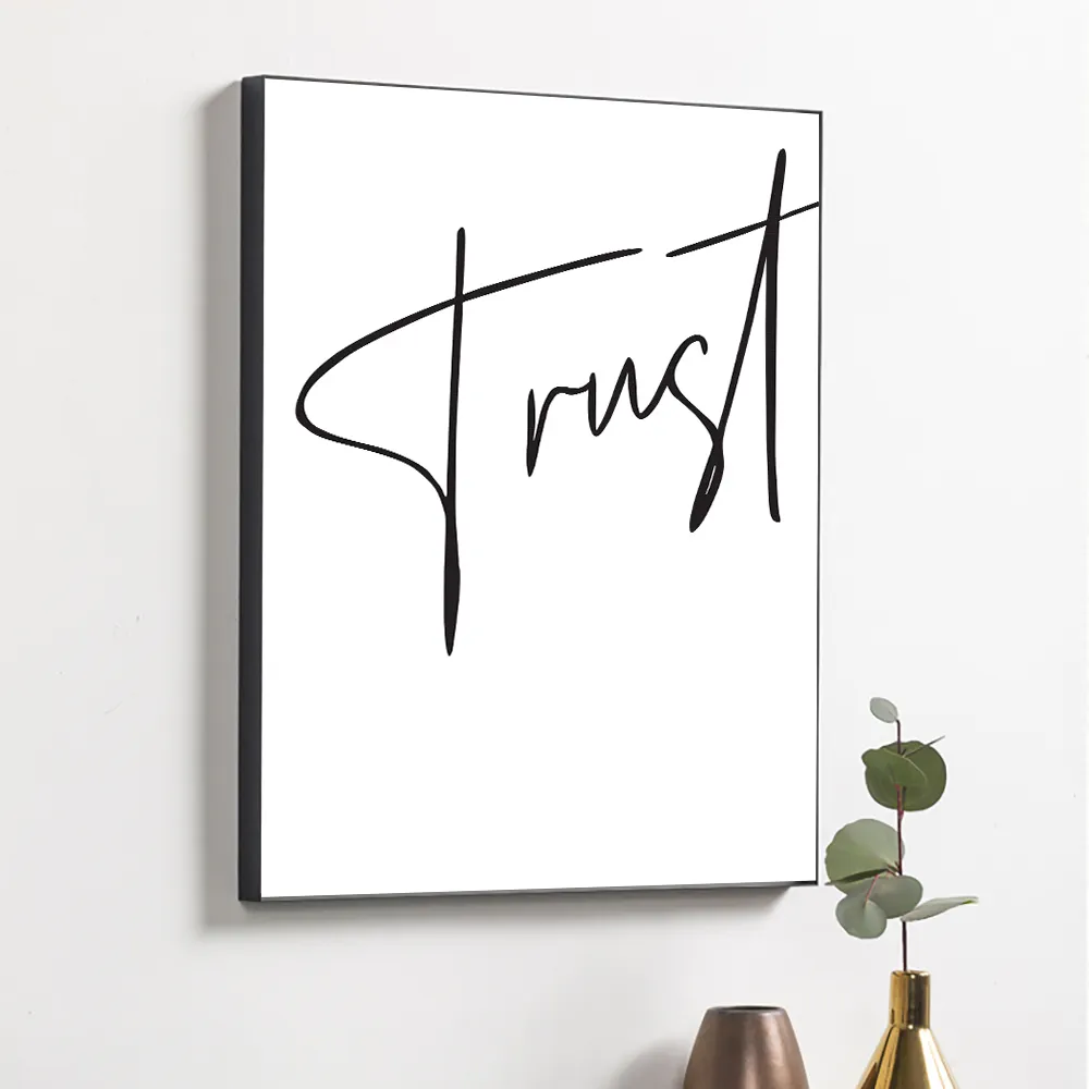 Stampa originale più venduta su tela astratta lettera Trust wall art painting pronto da appendere