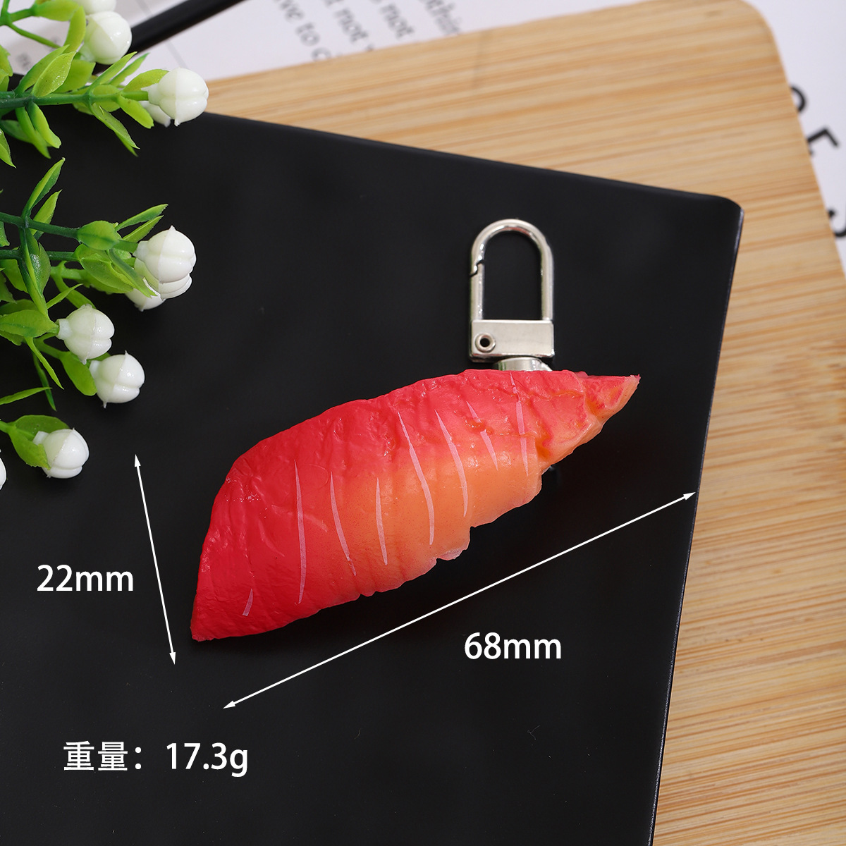 Sushi con hebilla de pescado de mar rosado.