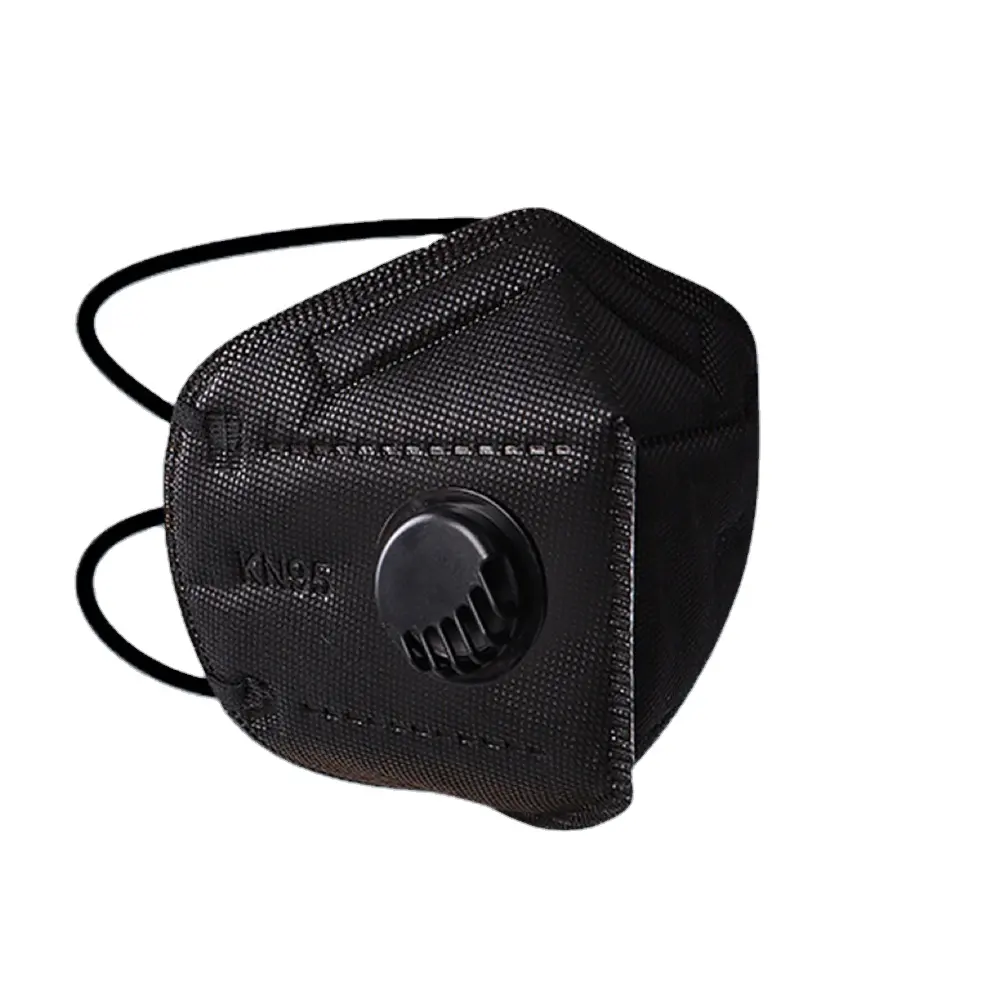 제조 블랙 개별 랩 KN95 마스크 헤드 스트랩 및 밸브가있는 인공 호흡기 안전 먼지 마스크