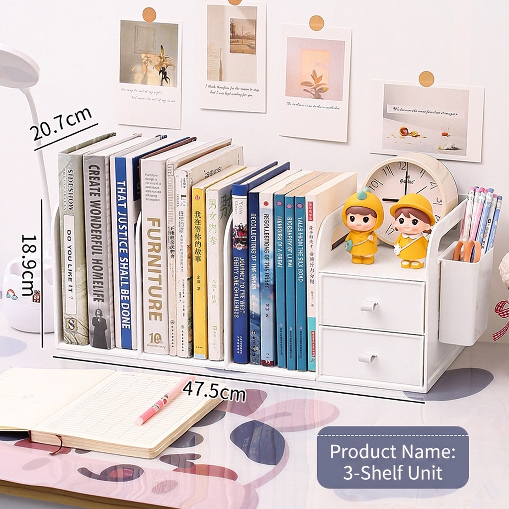 Simple white: desktop drawer box-3 bookshelf