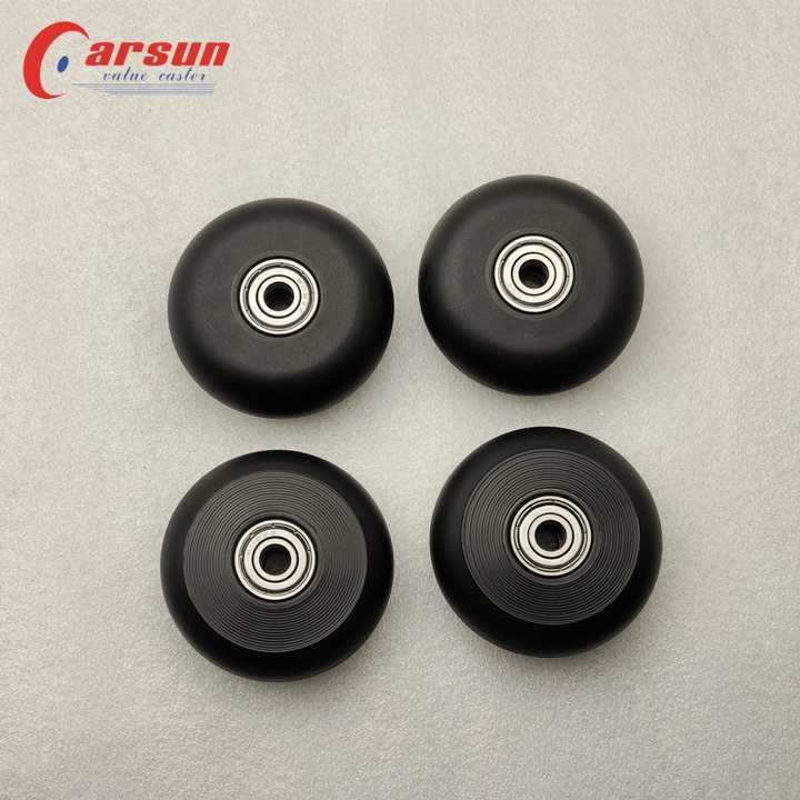 CARSUN Plastic Solid PU Wheel 64x24mm Black Polyurethane Tire 608 Double Ball Bearing