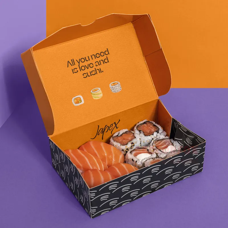 Caja de almeja con impresión personalizada a Color, embalaje de comida, Sushi, para llevar, para pequeña empresa