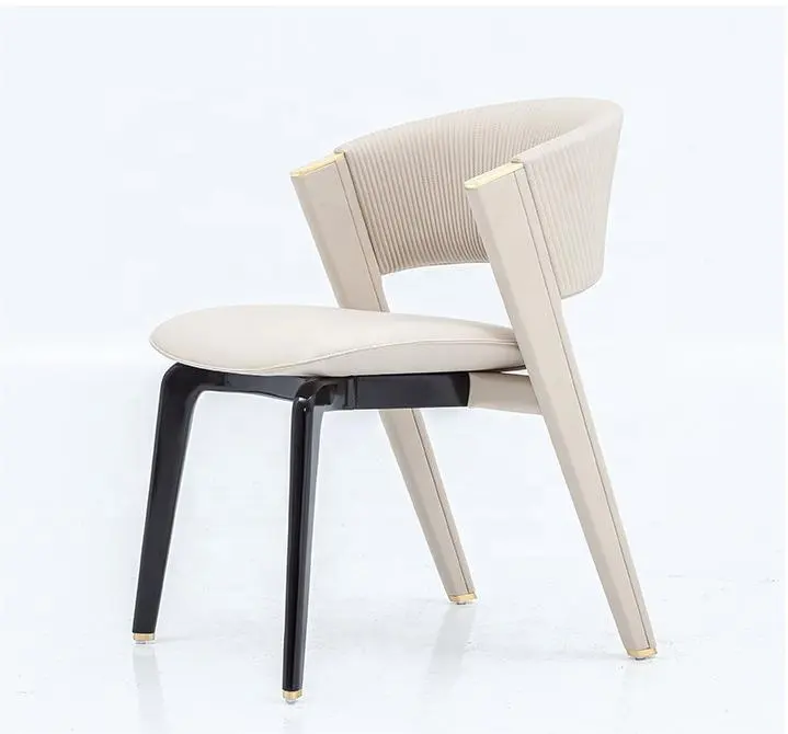 Sedie moderne europee per sala da pranzo bianche di riso sedia da pranzo classica in acciaio inossidabile sedia da pranzo in pelle
