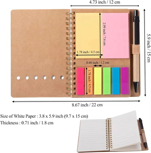 Cuaderno B5 de alta calidad con cubierta de papel Kraft, logotipo personalizado, notas adhesivas, blocs de notas autoadhesivos y juego de bolígrafos