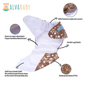 ALVABABY <strong>AIO</strong> Baby <strong>Cloth</strong> Diaper Washable Baby <strong>Cloth</strong> Nappy Reusable All in One Baby <strong>Cloth</strong> Diaper Sewn in Insert with One Pocket - Product Image 4