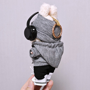 Labubu 15cm/17cm Universal <strong>Gray</strong> Sweater Hat Suit for Baby Dolls Jewelry Findings &amp; Components for One Two Three Generations - Product Image 4